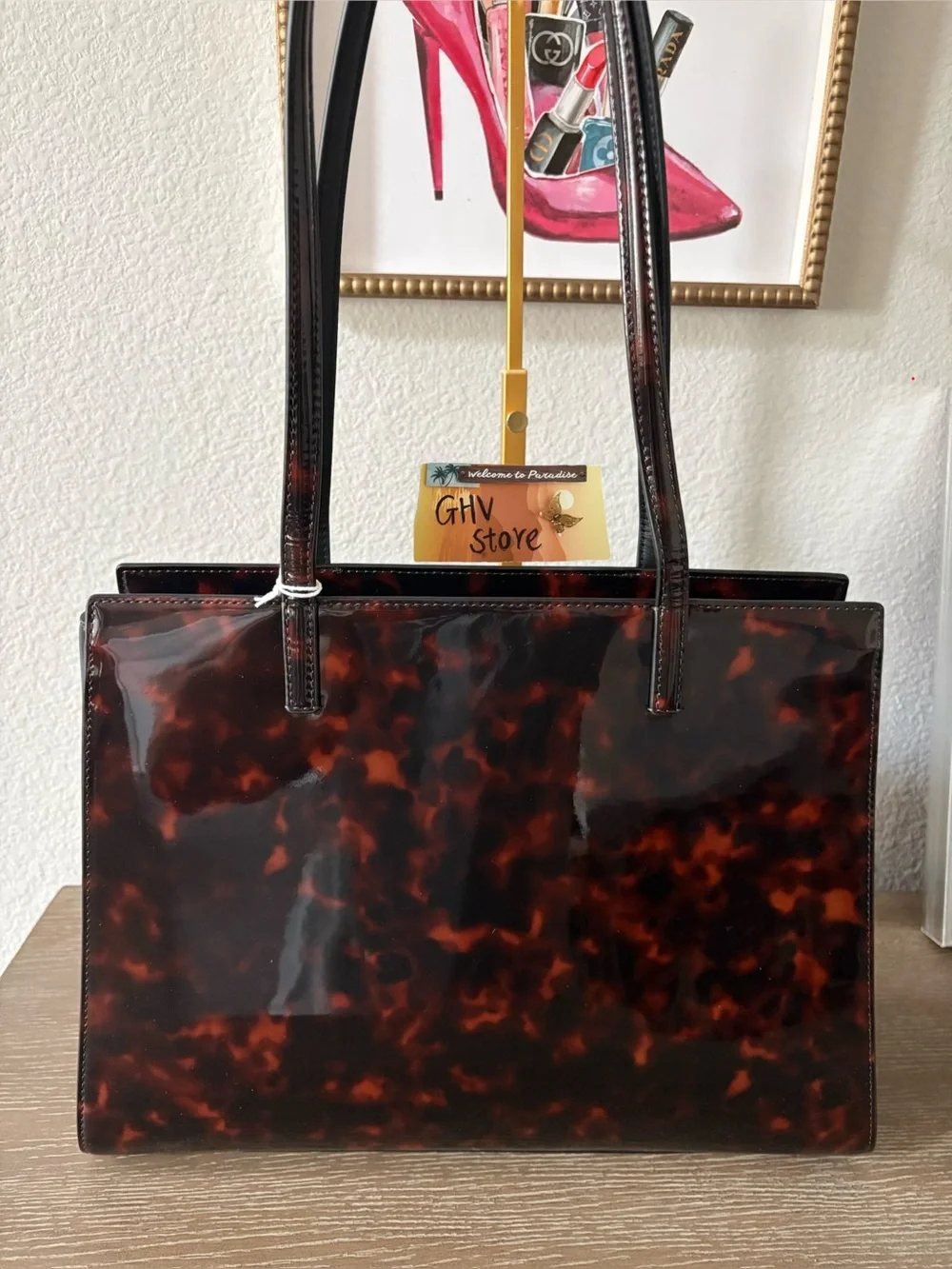 Tory Burch patent tote bag